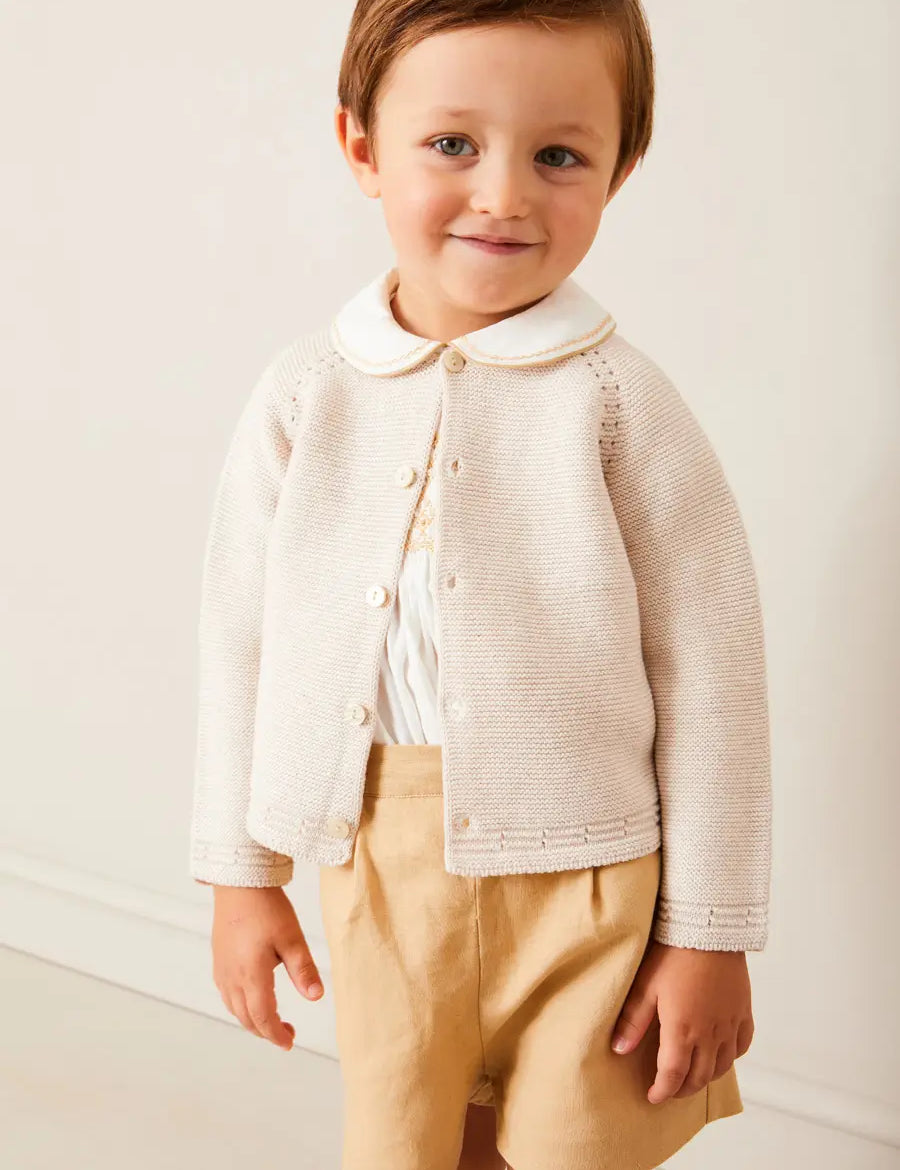 Plain Cardigan in Cream (6mths-10yrs) Knitwear from Pepa London US