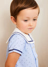 Lyall Stripe Anchor Motif Mariner Collar Short Sleeve Shirt in Blue (12mths-6yrs) SHIRTS from Pepa London US