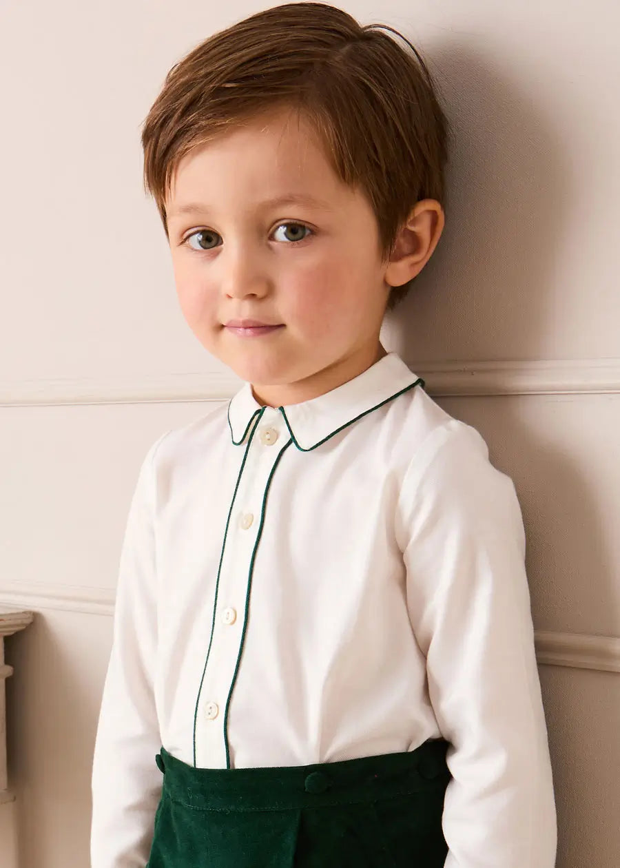 Velvet Contrast Trim Long Sleeve Two Piece Set in Green (18mths-6yrs) TWO PIECE SETS from Pepa London US
