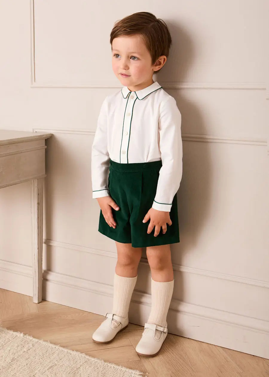 Velvet Contrast Trim Long Sleeve Two Piece Set in Green (18mths-6yrs) TWO PIECE SETS from Pepa London US