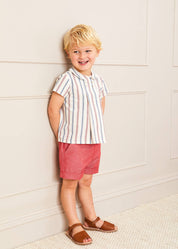 Plain Linen Toddler Shorts in Red (12mths-4yrs) Shorts from Pepa London US