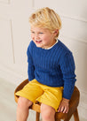 Cable Knit Crewneck Jumper in Blue (2-10yrs) Knitwear  from Pepa London US