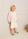 Striped Mao Collar Long Sleeve Shirt in Tangerine (2-10yrs) Shirts  from Pepa London US