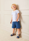 Striped Double Breasted Short Sleeve Shirt in Blue (12mths-4yrs) Shirts  from Pepa London US