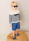 Whale Intarsia Striped Jumper in Blue (12mths-6yrs) Knitwear from Pepa London US