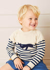 Whale Intarsia Striped Jumper in Blue (12mths-6yrs) Knitwear  from Pepa London US