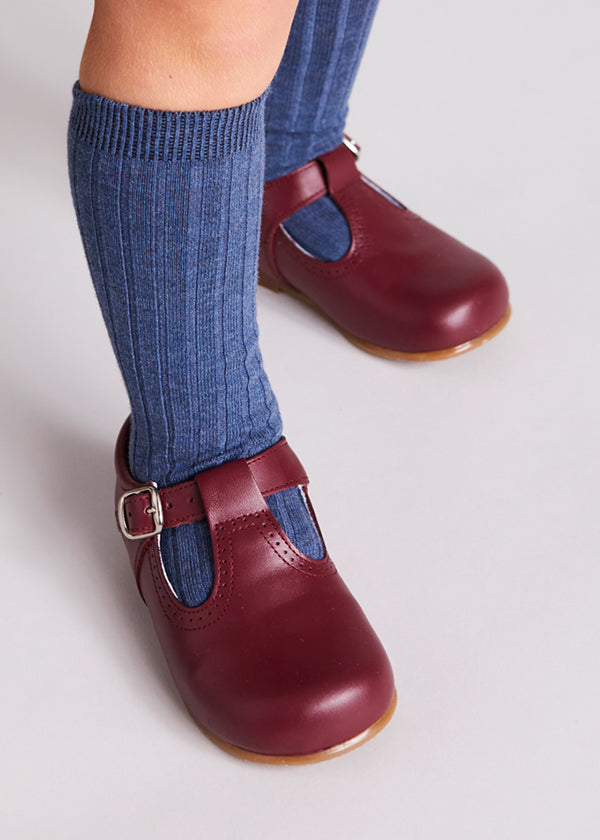 T-Bar Baby Shoes in Burgundy (20-26EU) Shoes from Pepa London US