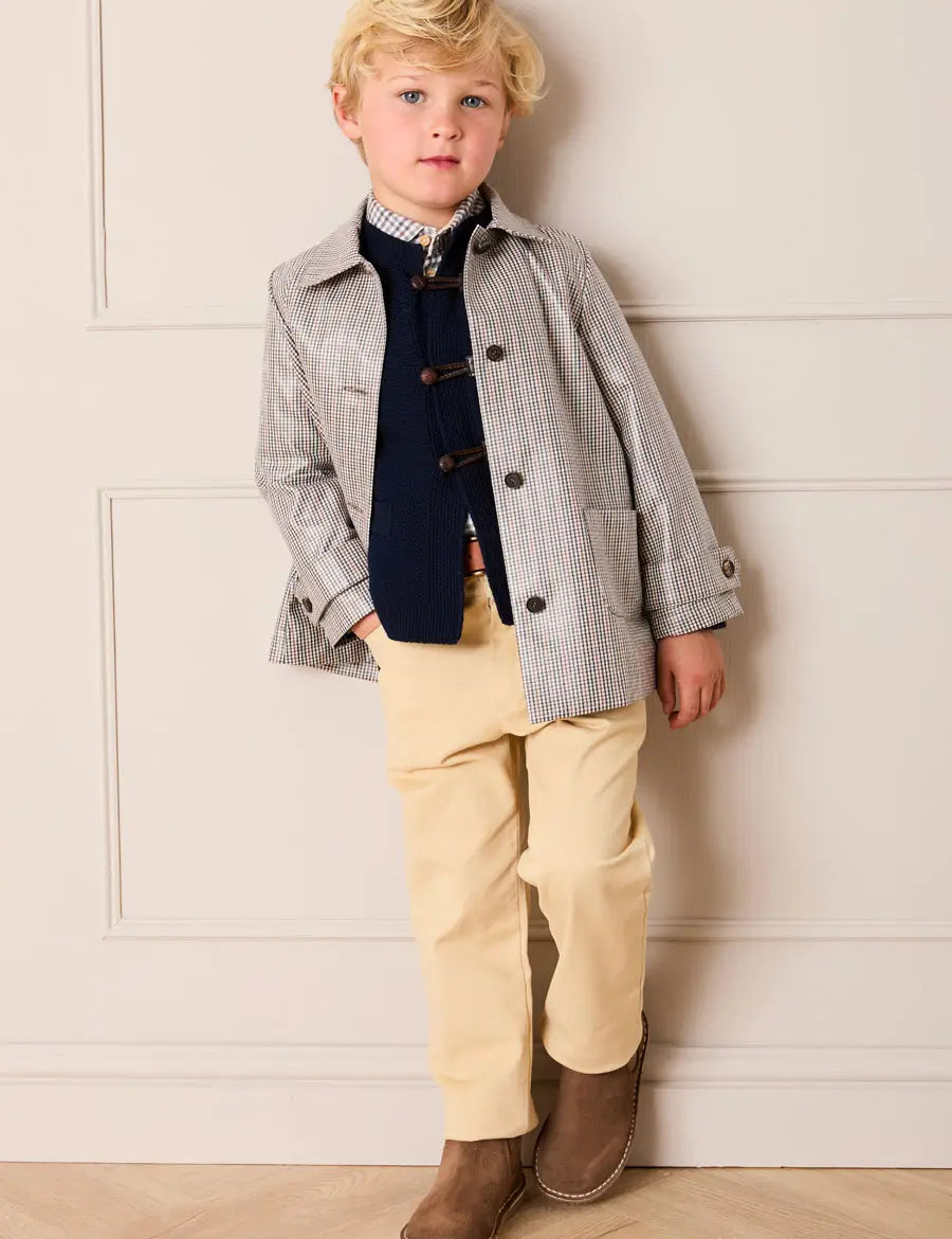 Sloane Check Raincoat with Pockets in Camel (4-10yrs) Coats from Pepa London US