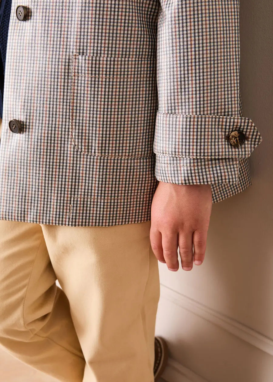 Sloane Check Raincoat with Pockets in Camel (4-10yrs) Coats from Pepa London US