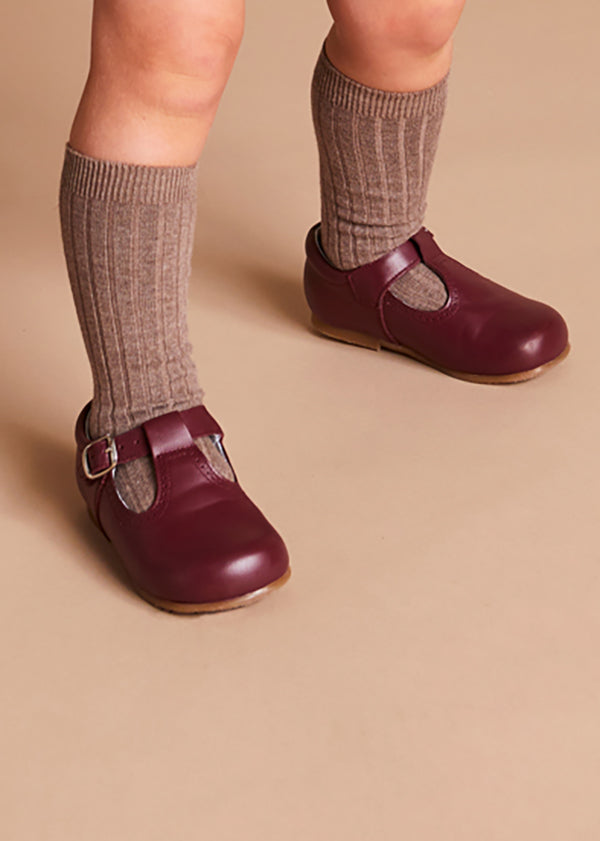 T-Bar Baby Shoes in Burgundy (20-26EU) Shoes from Pepa London US