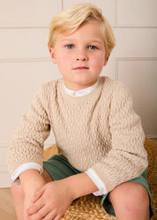 Wave Knit Jumper in Beige (3-10yrs) Knitwear from Pepa London US