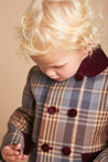 Check Print Jacket with Velvet Collar and Pockets in Brown (12mths-3yrs) Coats  from Pepa London US