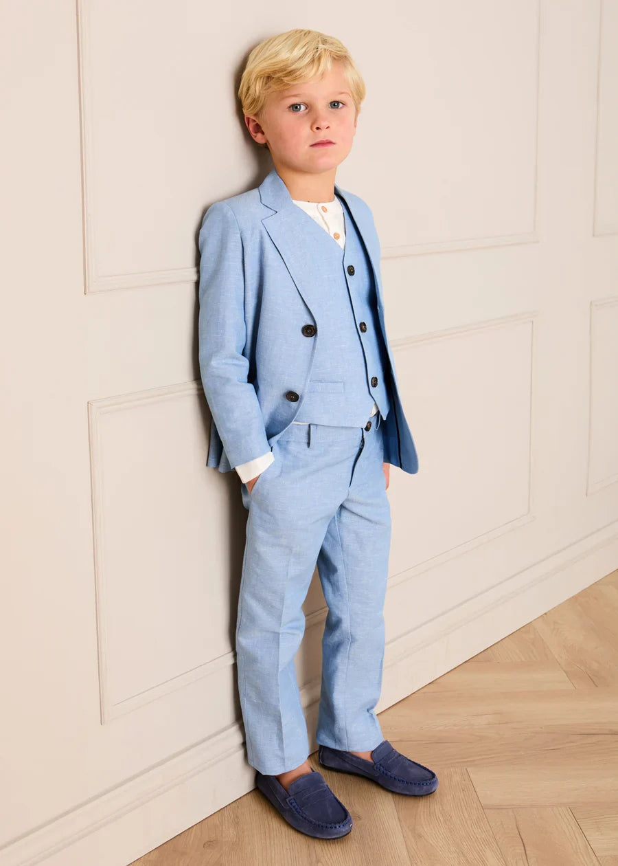 The Sky Blue Linen 3 Piece Suit Boy Look Look from Pepa London US
