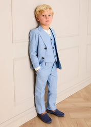 The Sky Blue Linen 3 Piece Suit Boy Look Look from Pepa London US