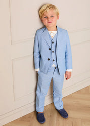 The Sky Blue Linen 3 Piece Suit Boy Look Look from Pepa London US