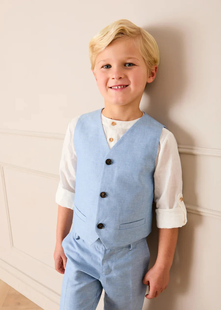 Plain Waist-Coat in Sky Blue (4- 10yrs) COATS from Pepa London US