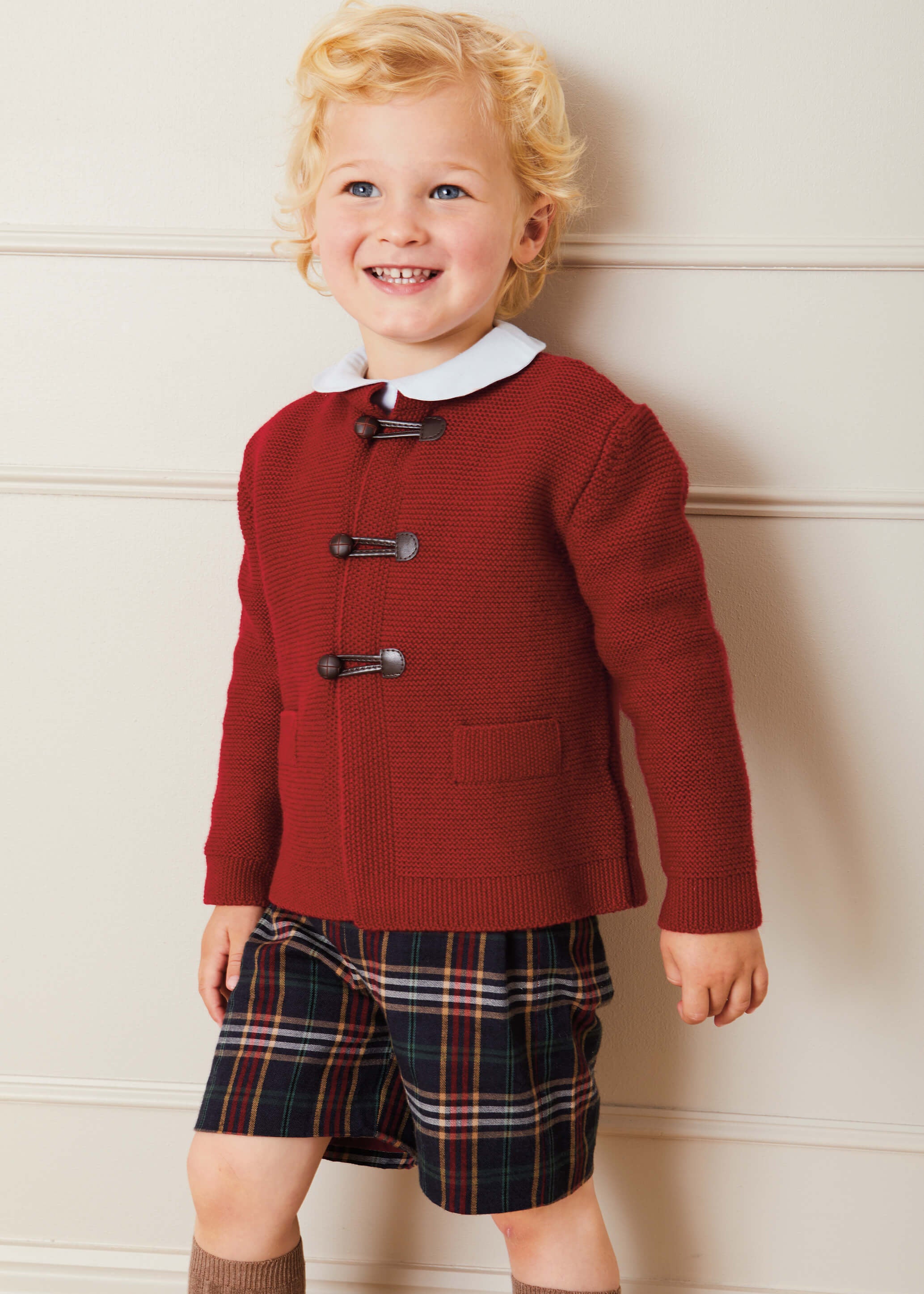 Toggle Fastening Knitted Cardigan in Red (12mths-10yrs) Knitwear from Pepa London US