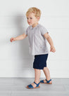 Thin Stripe Peter Pan Collar Short Sleeve Shirt in Red (12mths-3yrs) Shirts  from Pepa London US