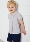 Thin Stripe Peter Pan Collar Short Sleeve Shirt in Red (12mths-3yrs) Shirts  from Pepa London US