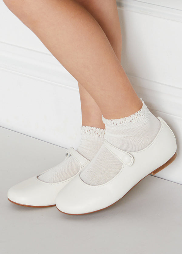 Girls Ivory Leather Mary Jane Shoes (20-34EU) SHOES from Pepa London US
