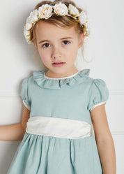 Teal Flower Girl Occasion Dress with Ivory Sash (12mths-10yrs) Dresses from Pepa London US
