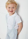 Wide Stripe Button Detail Shorts With Braces in Blue (18mths-3yrs) Shorts from Pepa London US