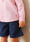 Lawrence Striped Mao Collar Long Sleeve Shirt in Red (18mths-10yrs) SHIRTS from Pepa London US