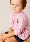 Lawrence Striped Mao Collar Long Sleeve Shirt in Red (18mths-10yrs) SHIRTS from Pepa London US