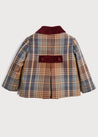 Check Print Jacket with Velvet Collar and Pockets in Brown (12mths-3yrs) Coats  from Pepa London US