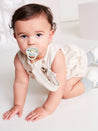 Stripe Button Front Sleeveless Romper in Beige (0-18mths) Rompers  from Pepa London US