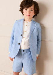 Linen Blend Tailored Shorts in Blue (4-10yrs) SHORTS from Pepa London US