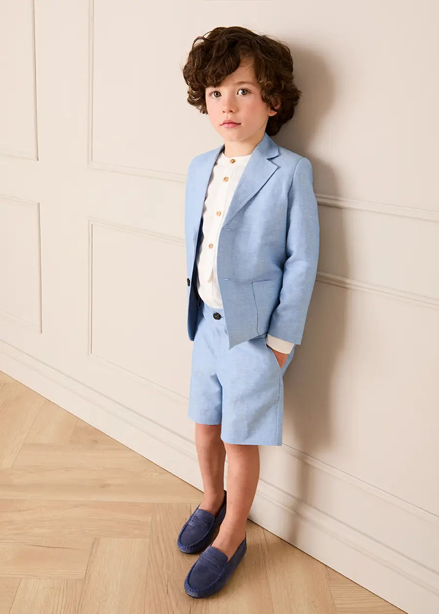 Plain Patch Pocket Blazer in Sky Blue (4- 10yrs) COATS from Pepa London US