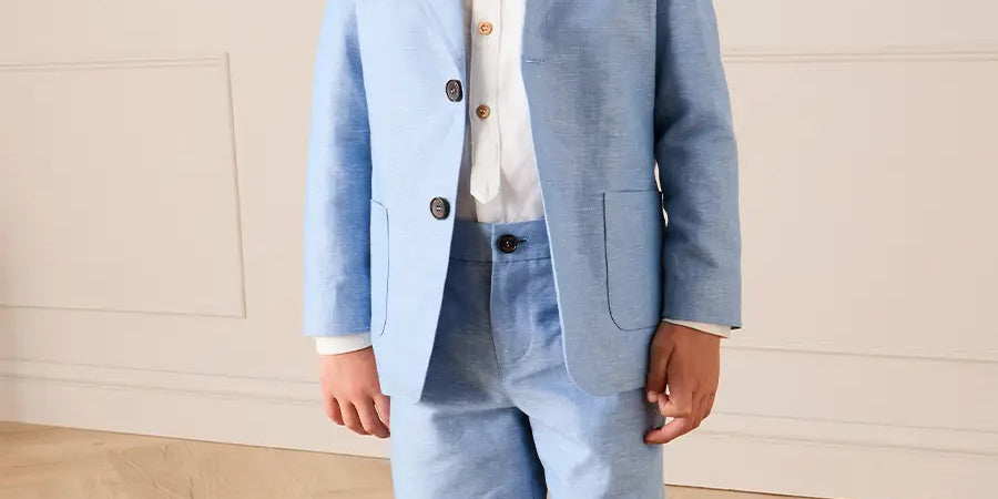 Linen Blend Tailored Shorts in Blue (4-10yrs) SHORTS from Pepa London US