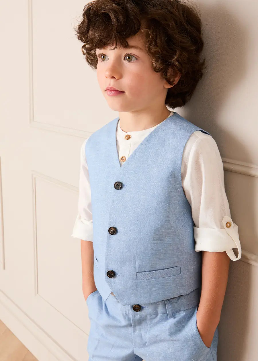 Plain Waist-Coat in Sky Blue (4- 10yrs) COATS from Pepa London US