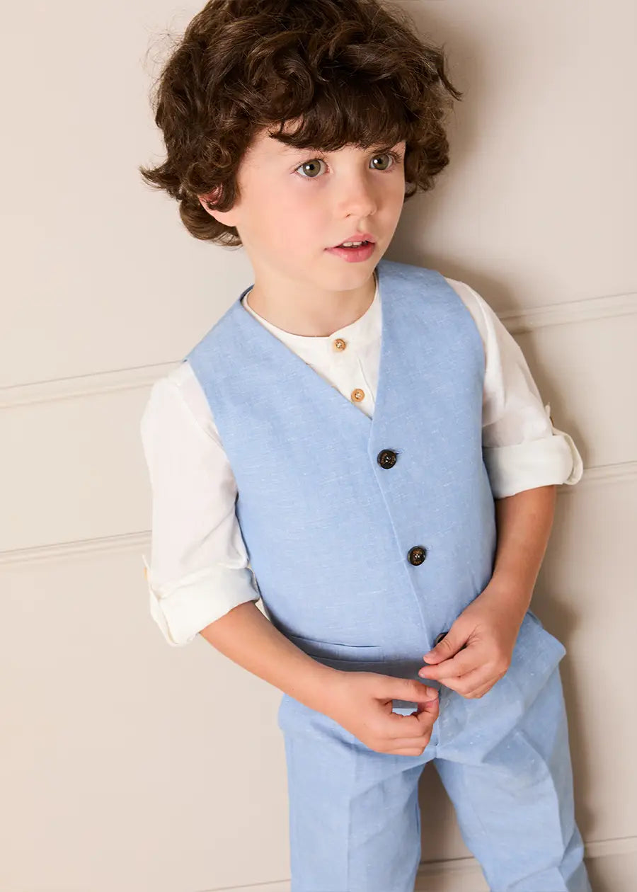The Sky Blue Linen 3 Piece Suit Boy Look Look from Pepa London US