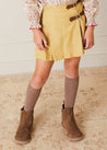 Herringbone Pleated Leather Buckled Kilt in Mustard (2-10yrs) Skirts  from Pepa London US