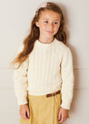 Cable Detail Crew Neck Jumper In Cream (4-10yrs) KNITWEAR  from Pepa London US