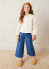 Wide Leg Gold Button Trousers in Blue (2-10yrs) Trousers from Pepa London US