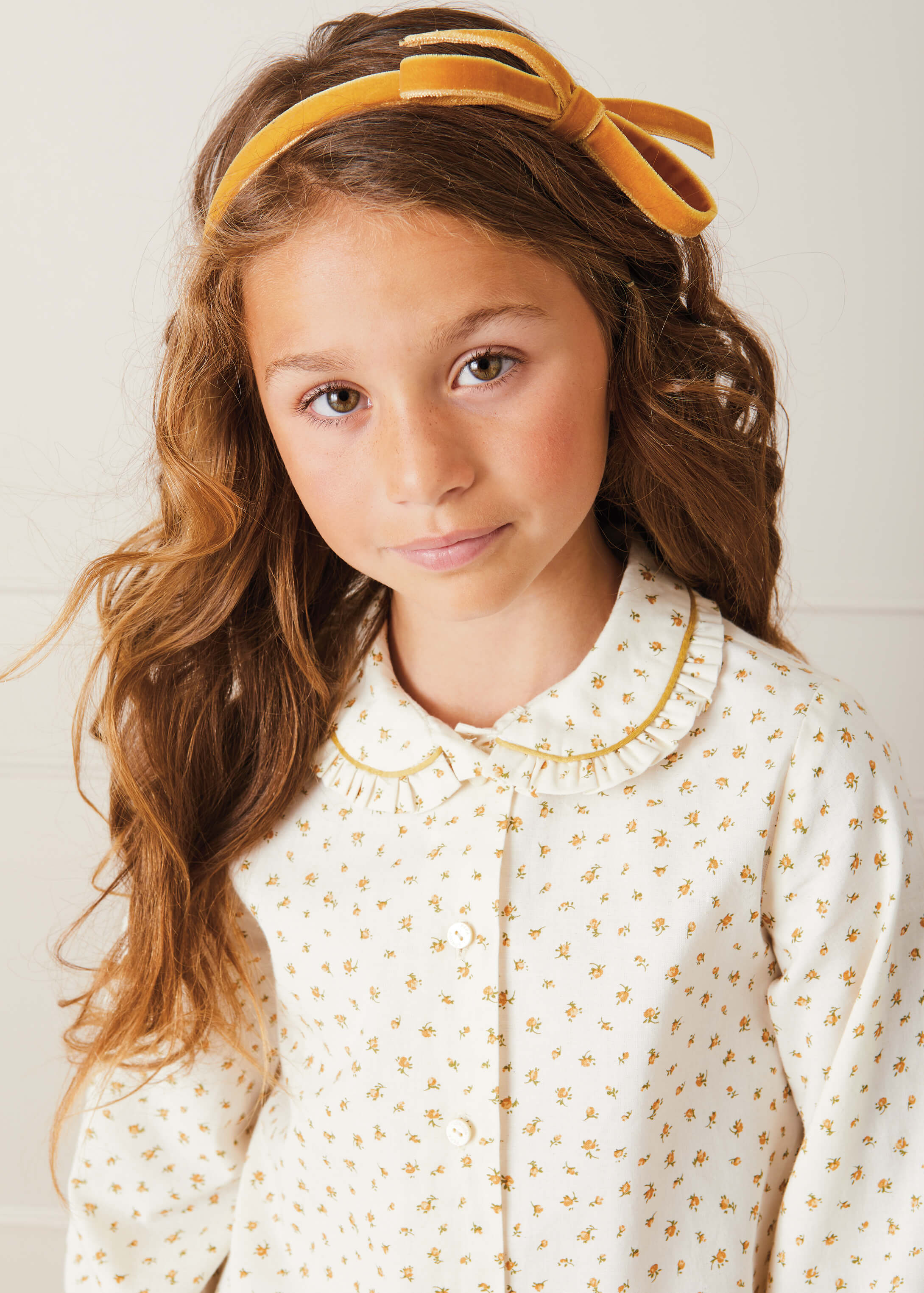 Velvet Hairband With Thin Mustard Bow HAIR ACCESSORIES from Pepa London US