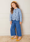 Wide Leg Gold Button Trousers in Blue (2-10yrs) Trousers  from Pepa London US