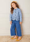 Wide Leg Gold Button Trousers in Blue (2-10yrs) Trousers from Pepa London US
