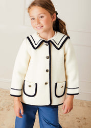 Mariner Collar Pocket Detail Jacket In Cream (4-10yrs) COATS from Pepa London US