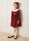 Velvet Lace Collar Long Sleeve Party Dress In Burgundy (2-10yrs) DRESSES  from Pepa London US