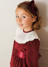 Velvet Lace Collar Long Sleeve Party Dress In Burgundy (2-10yrs) DRESSES  from Pepa London US