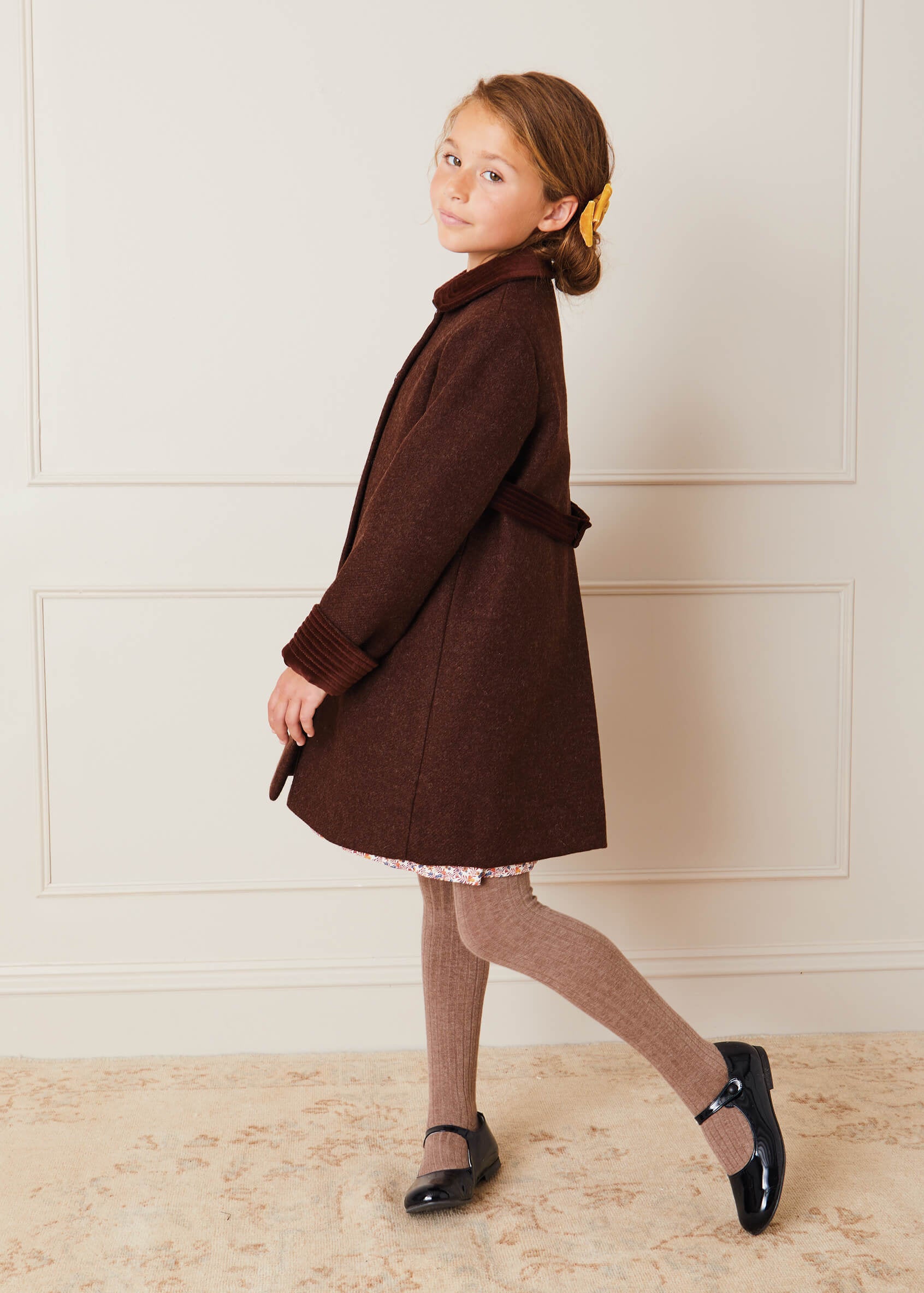 Traditional Double Breasted Coat in Brown (12mths-10yrs) COATS from Pepa London US