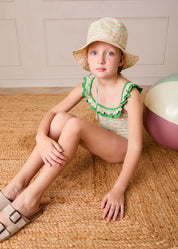 Annie Apple Print Beach Hat in Green (S-L) Accessories from Pepa London US