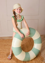 Annie Apple Print Beach Hat in Green (S-L) Accessories from Pepa London US
