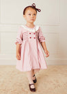 Double Breasted Handsmocked Collar Dress In Rose Pink (12mths-10yrs) DRESSES  from Pepa London US