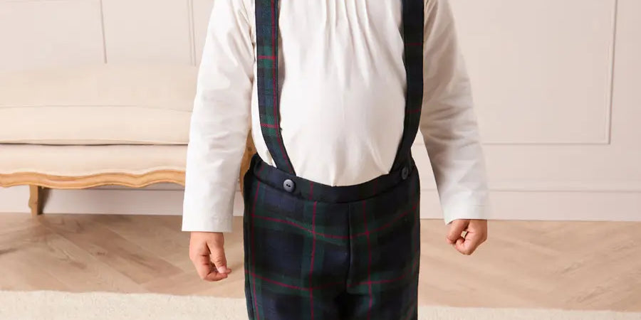 Kinnerton Tartan Trousers with Braces in Blue (18mths-5yrs) Trousers from Pepa London US