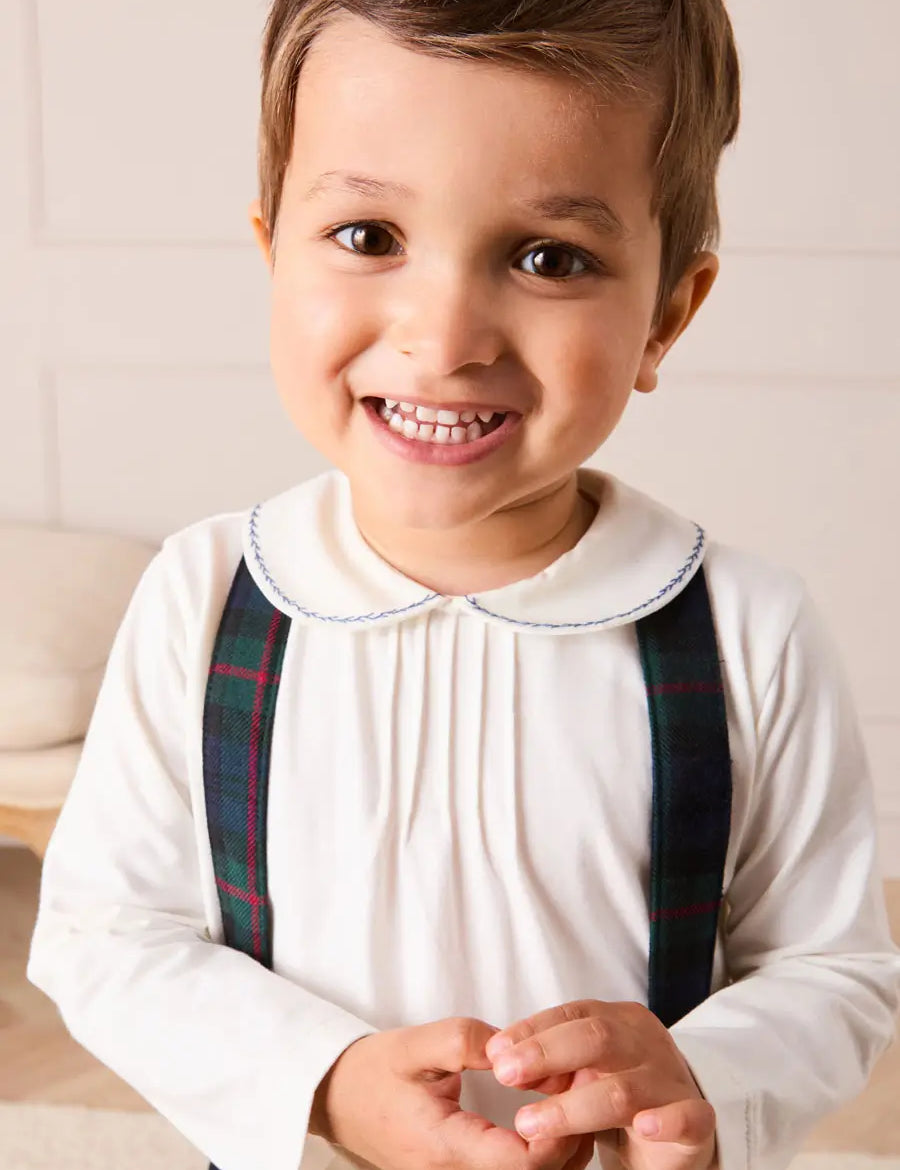 Embroidered Peter Pan Collar Top in Blue (18mths-5yrs) Tops & Bodysuits from Pepa London US